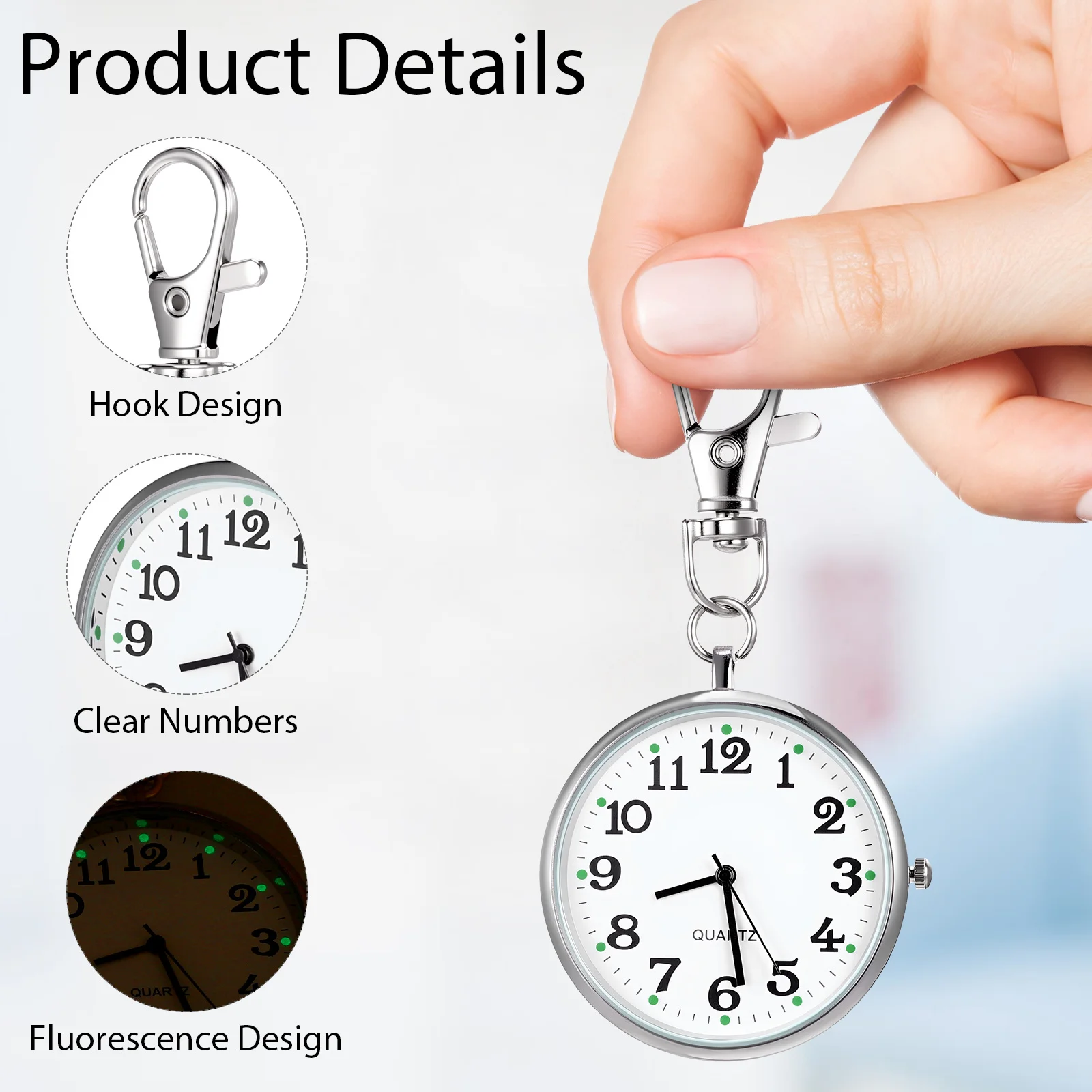 ساعة ممرضة فوب، ساعات دائرية متينة وعصرية للممرضات والأطباء، سلسلة مفاتيح، ساعات ممرضة للنساء #2