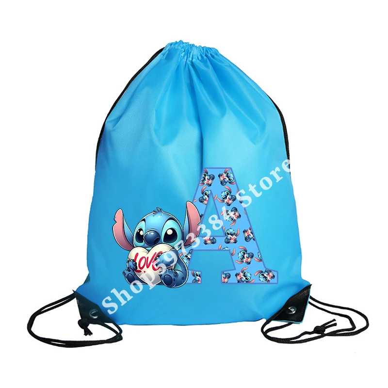 Stitch Disney borsa con coulisse sport zaino impermeabile Bundle Pocket Terylene borse da basket Cartoon Anime Birthday Cute Gifts