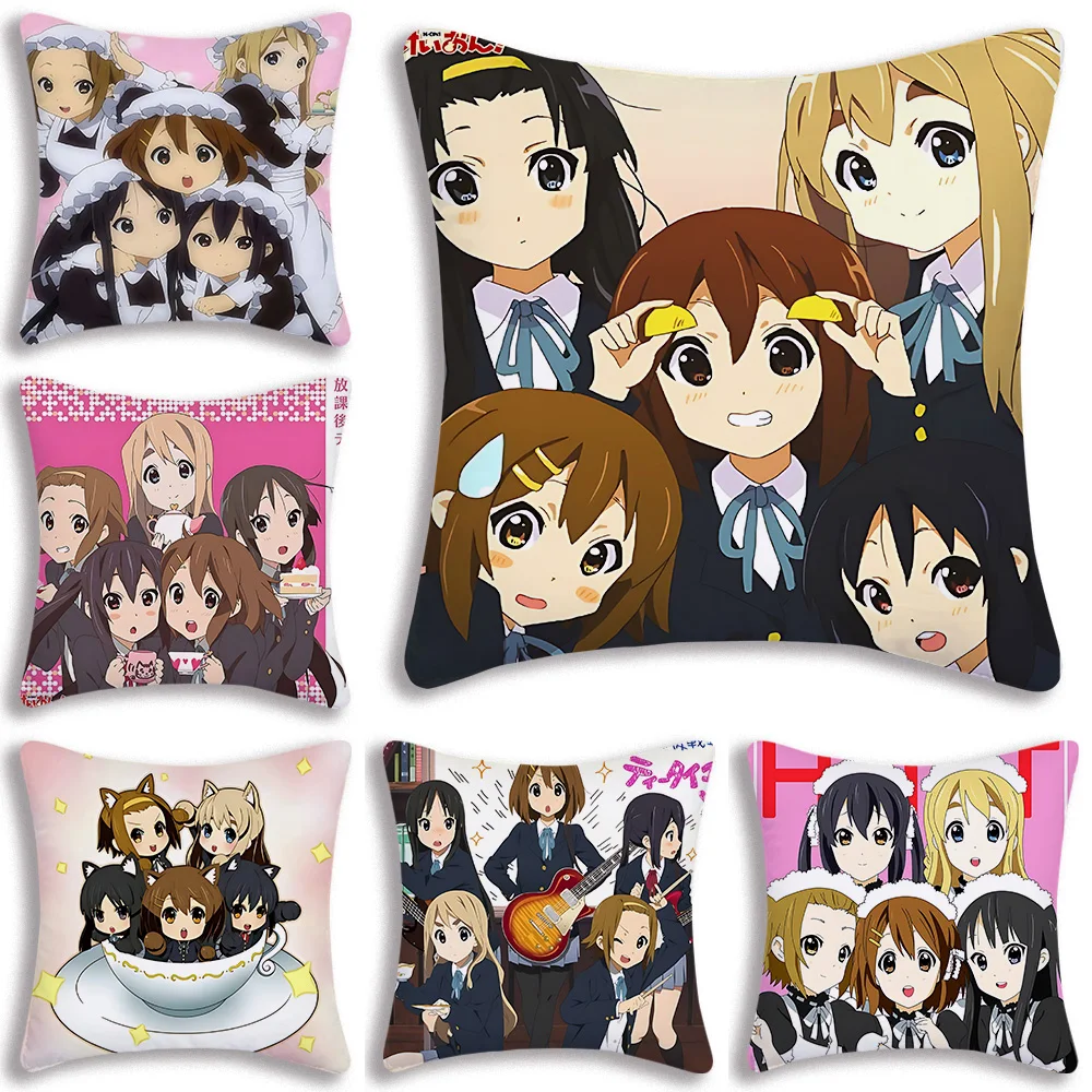 HOT Anime K-On! Pillow Covers Cartoon Sofa Decorative Home Double-sided Printing Short Plush Cute Cushion Cover