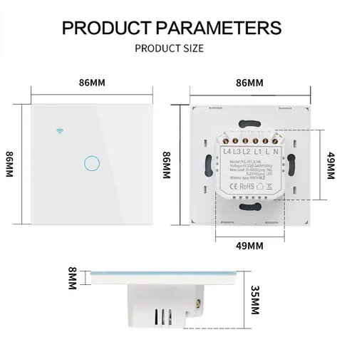Apple Homekit Smart Switch Ingen neutral EU/US WIFI Peksensor Ljusströmbrytare Smart Google Home Alexa Siri Röststyrning 220V 110V 8 best sales HomeKit Smart Switch - №1