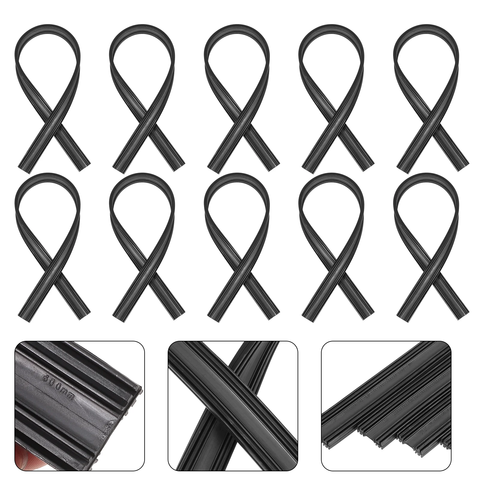 10pcs 6mm Windshield Wiper Refills Silicone Frameless Wipers Insert Rubber Strips for Car Auto Boneless Wipers