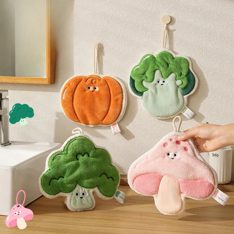 

Household Cleaning Cloth Coral Fleece Hand Towel Cute Cartoon Plush Lanyard Multi-functional Absorbent Towels Handkerchief Rag
