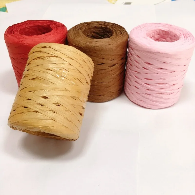 200g/set Thick Paper Raffia Yarn for Hand Knitting Slippers Bags Cup Covers DIY Crochet Hats Cotton GrassThread Soft Comfortable