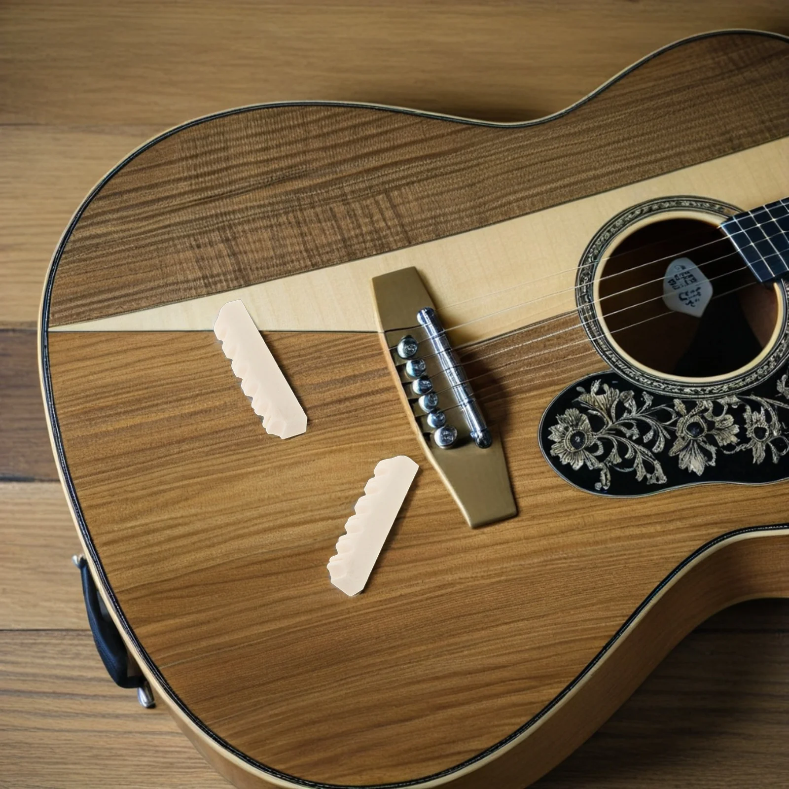 

2Pcs Bull Bone Guitar Nut Saddle Set Acoustic Folk Guitar Upgrades Stable Performance Richer Sound Easy Install