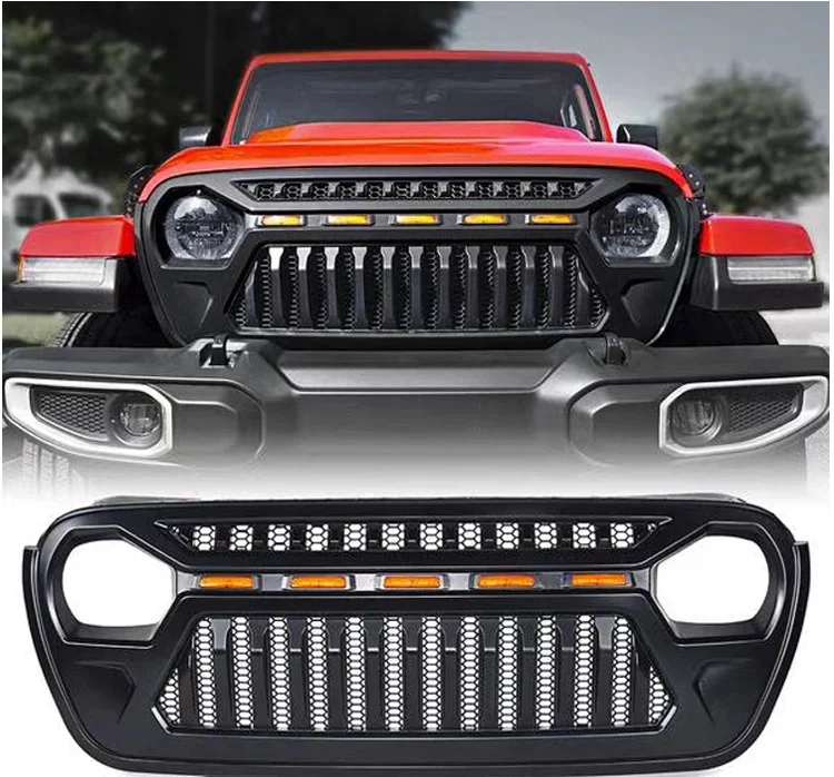 Car Racing Grills Front Bumper Grill Grille for Jeep Wrangler JKJL Gladiator with Turn signal Exterior Accessories