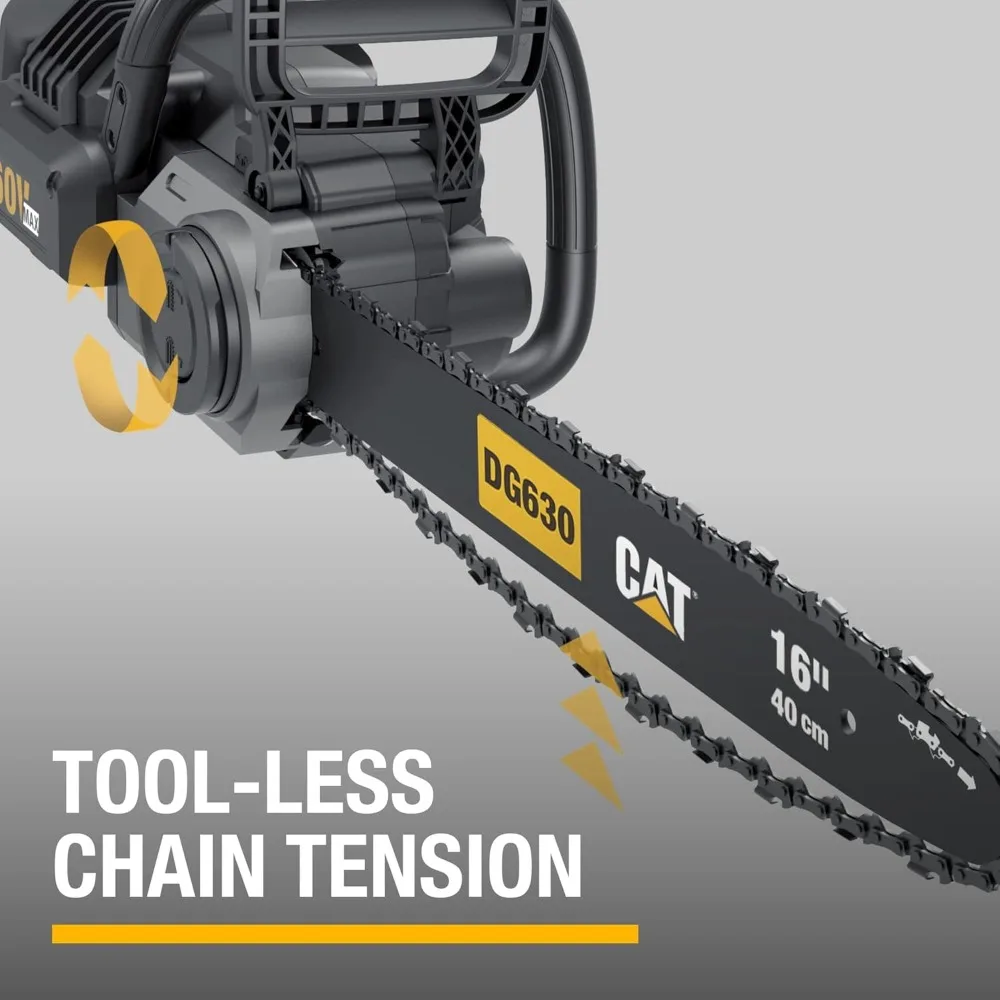 60V Cordless 16-Inch Electric Chainsaw with Tool-Free Chain Tensioning and Chain Brake
