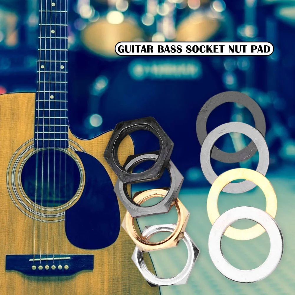 Durable Gaskets  Nuts Skillful Manufacture 9.36mm Guitar Socket Nut Gasket Jack Washer Nuts Set Musical Bass Accessories