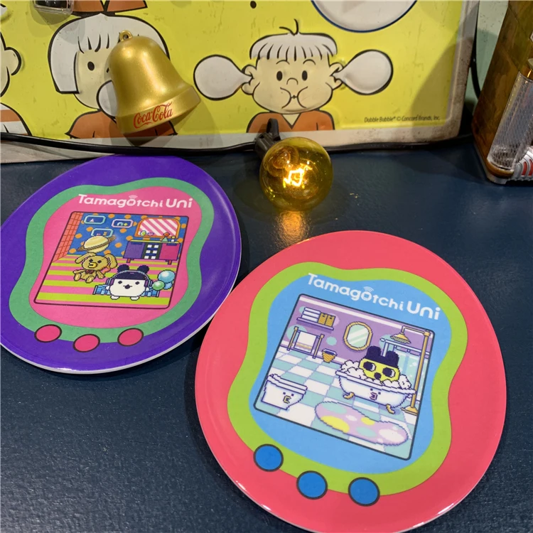 

Genuine Original Bandai Cartoon Tamagotchi Resin Plate 15cm Eco-friendly Cute Kawaii Fruit Snack Dish Animation derivative Gifts