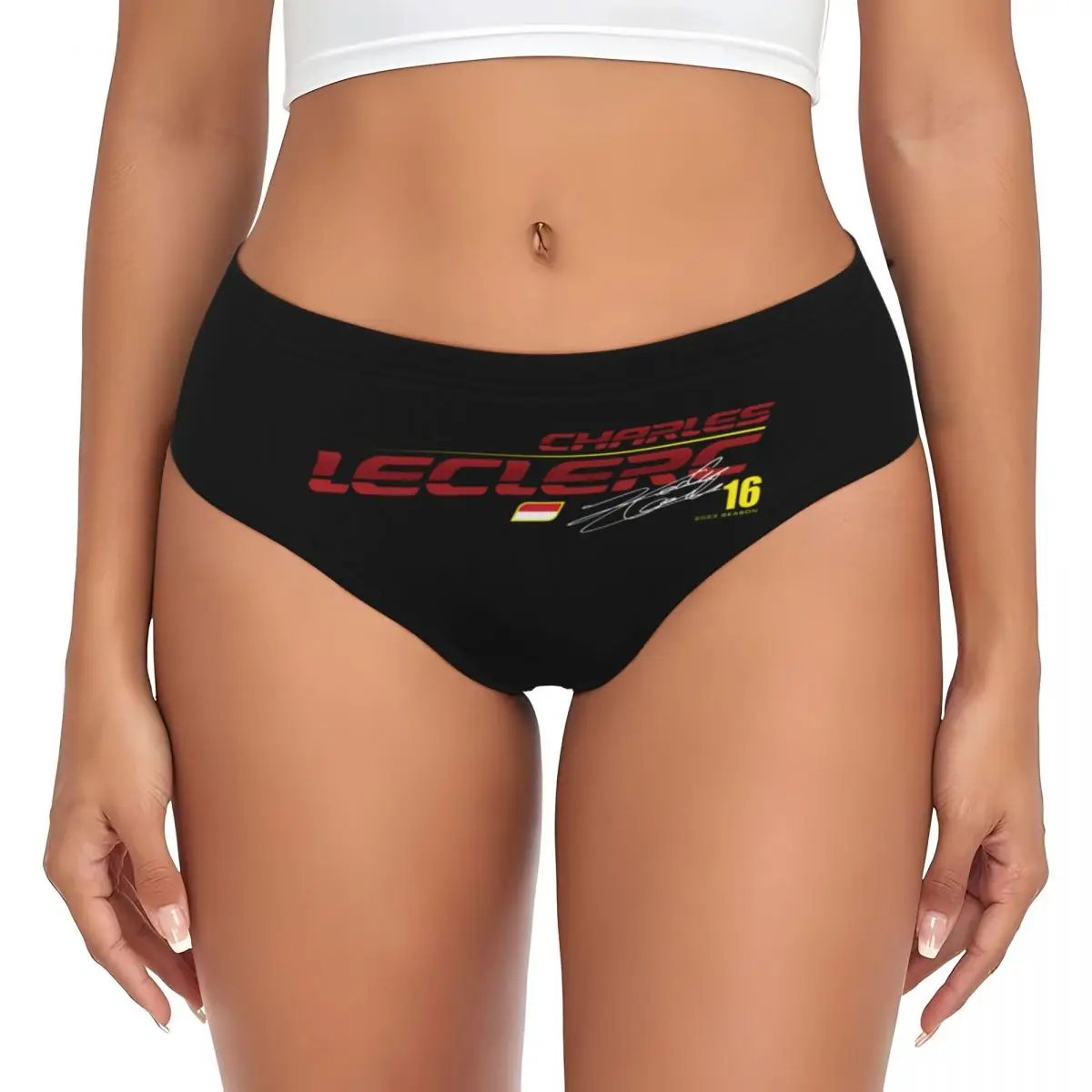 Custom Charles Leclerc 16 Brief Panties Women's Stretch Sport Racing Car Underwear