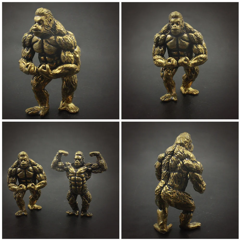 

Vintage Copper Gorilla Desktop Decor Unique Sturdy Wear-Resistant Desktop Ornament Creative Tabletop Sculpture Realistic Gorilla