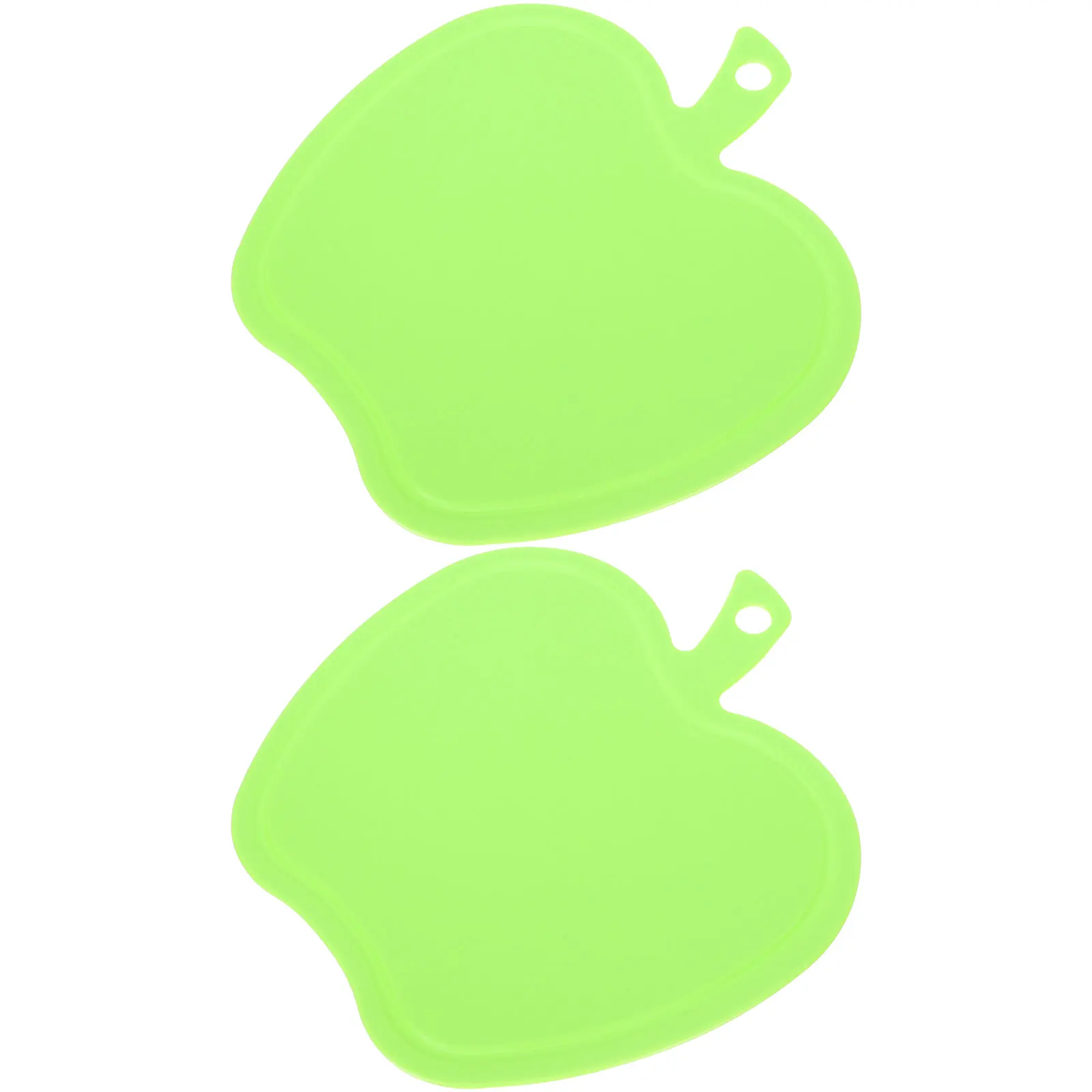 

2pcs Apple Shaped Cutting Board Green High Density Kitchen Plastic Fruit Handle Boards Heat Resistant Easy Clean