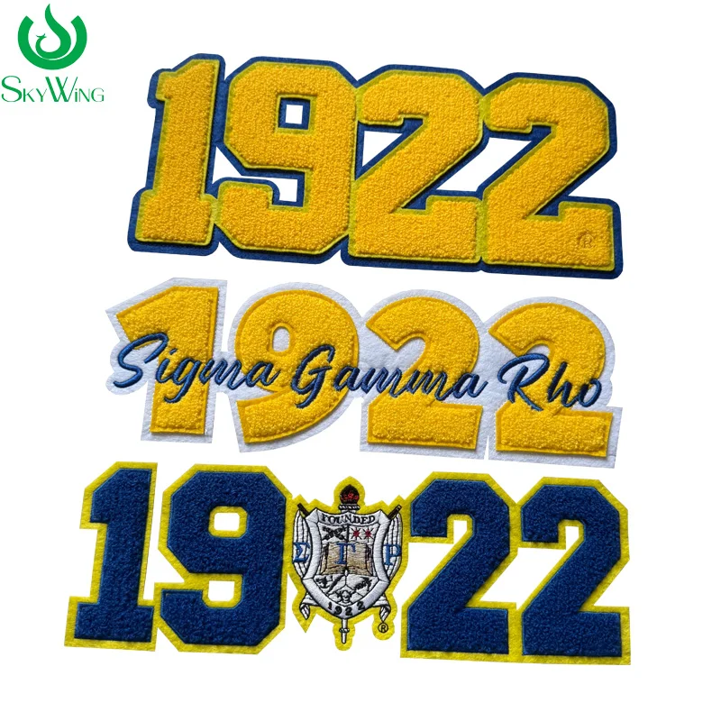 Number 1922 with Sigma Gamma Rho Iron on Patches, SGRho Sorority Chenille Patch for Jacket, Rhoyalty SOROR, Pretty Poodle