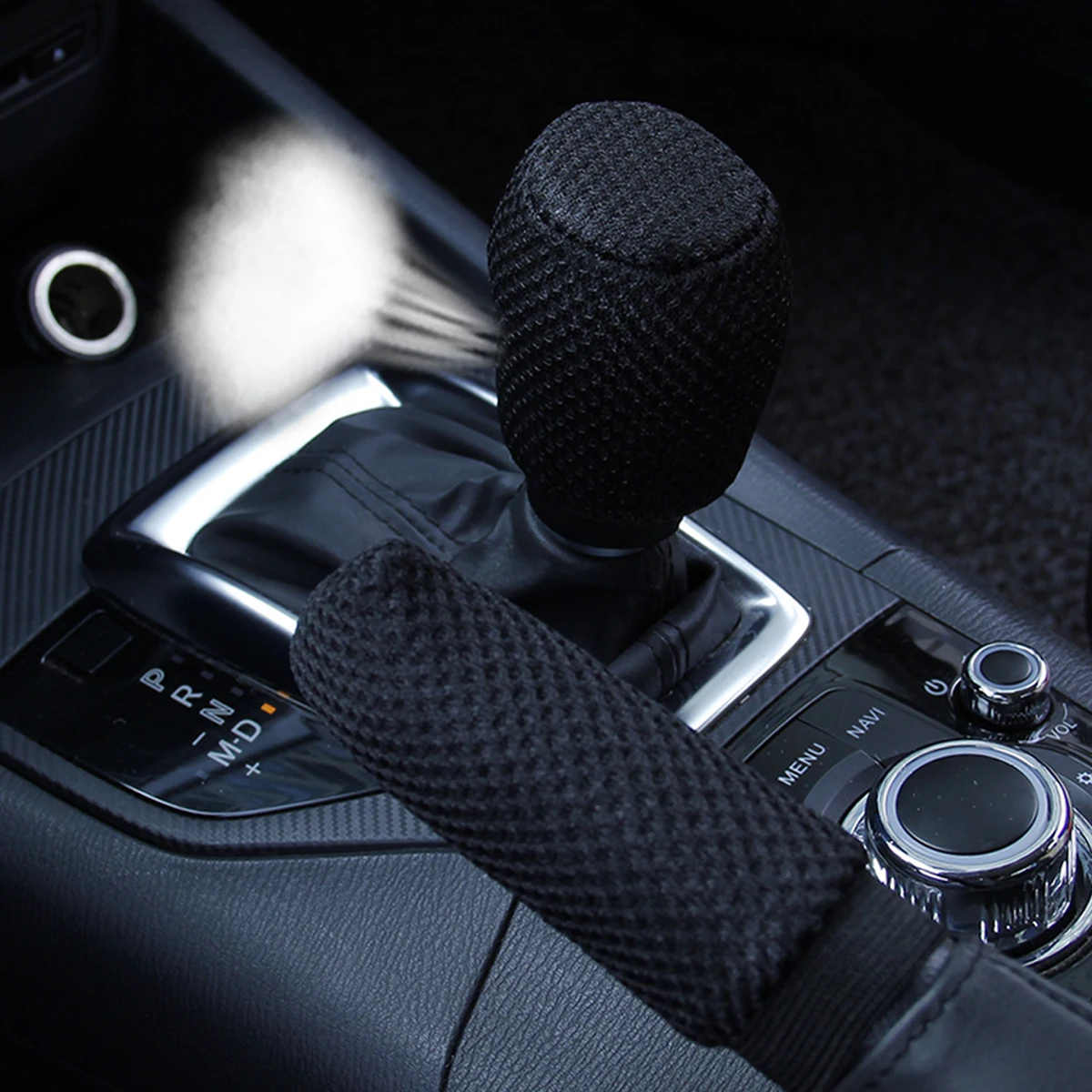2 Piece Sandwich Mesh Breathable Car Handbrake Set Gear Set Car Interior Supplies Four Seasons General