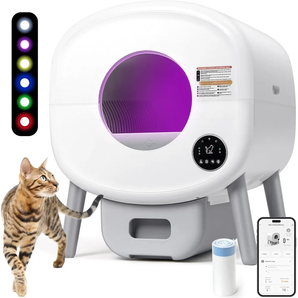 

Self Cleaning Cat Litter Box: Extra Large Automatic Litter Box for Multiple Cats, Odor-Free, App-Controlled,
