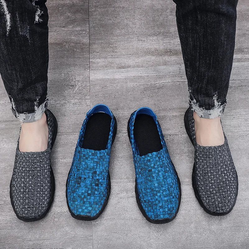 2024 Summer New Lightweight Handwoven Shoes, One Step Step Men's Casual Trendy Lazy Shoes