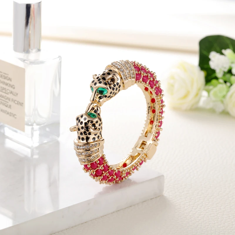 GrayBirds New Fashion Epoxy Animal Leopard Panther Cuff Bangles Bracelet For Women Party Anniversary Gifts More Colors In Stock