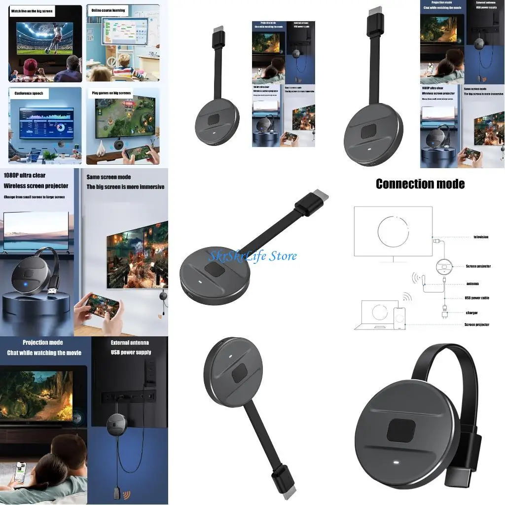 

E65E Stream Wirelessly with Transmitters , Extend Media to HDTV164FT Coverage, for Smartphone Computer