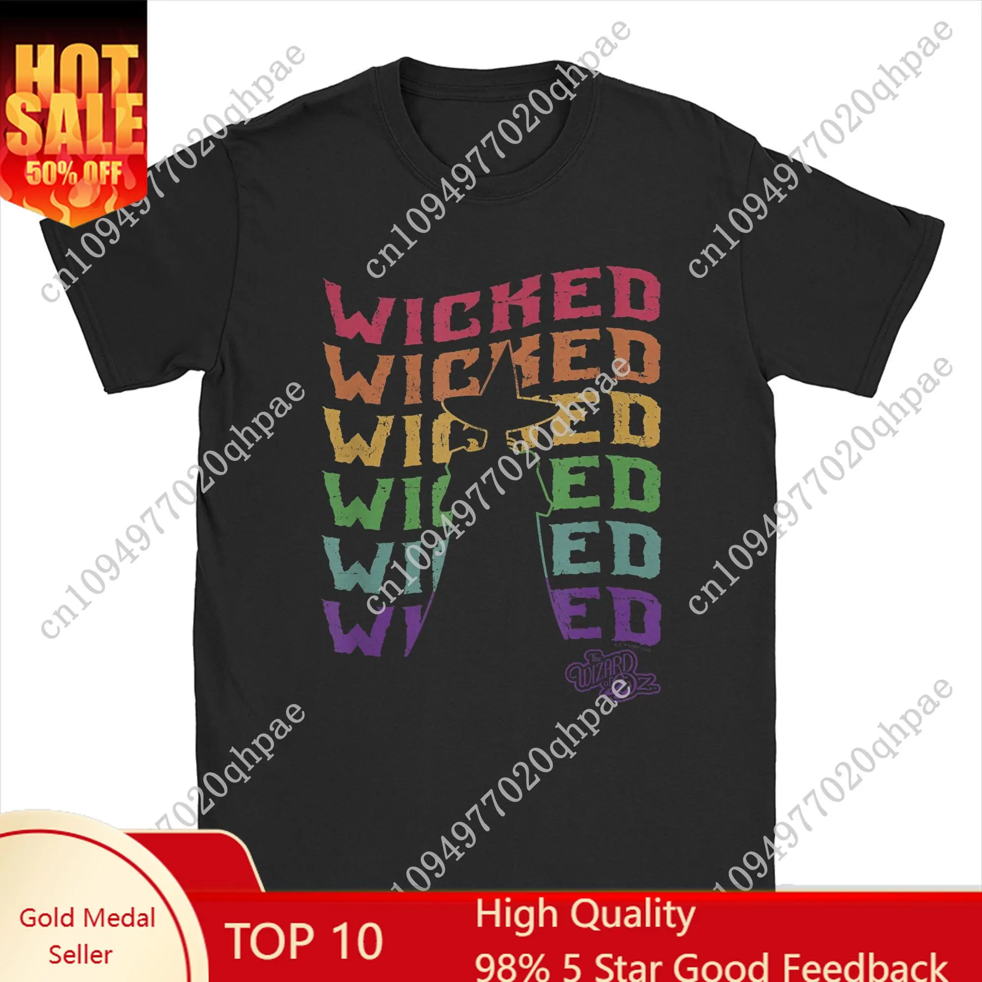 

The Wizard of Oz Pride Wicked Witch Men T Shirts Rainbow Movie Vintage Tee Short Sleeve Round Collar T-Shirt Cotton Classic Tops