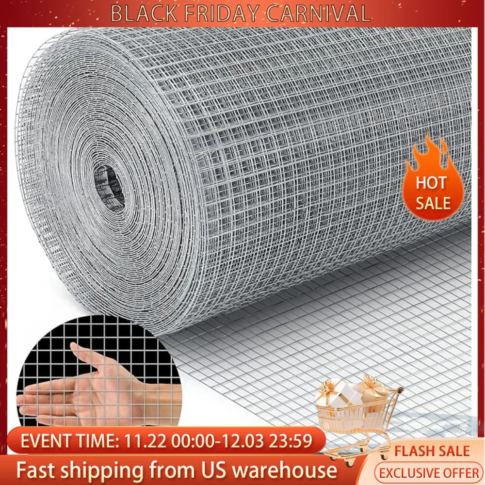 Chicken Wire Fence 19 Gauge Hardware Cloth,1/2 Inch 48inch×100ft, Galvanized Welded Cage Wire Mesh Roll Supports Poultry Netting