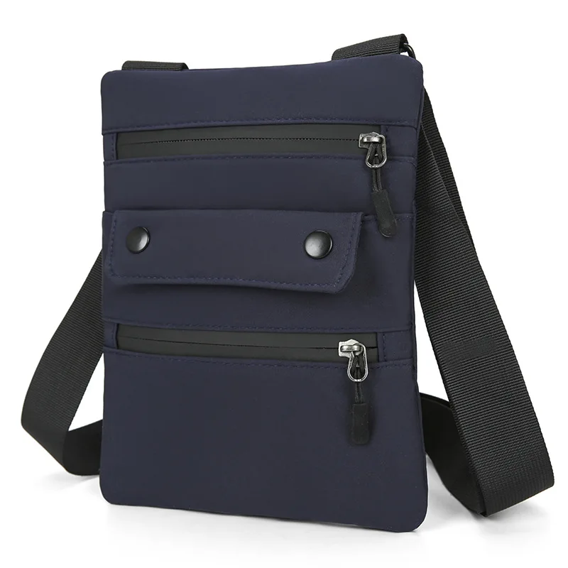 Vertical square men's shoulder bag, trendy brand, mobile phone storage, multi-pocket, lightweight travel single-shoulder bag