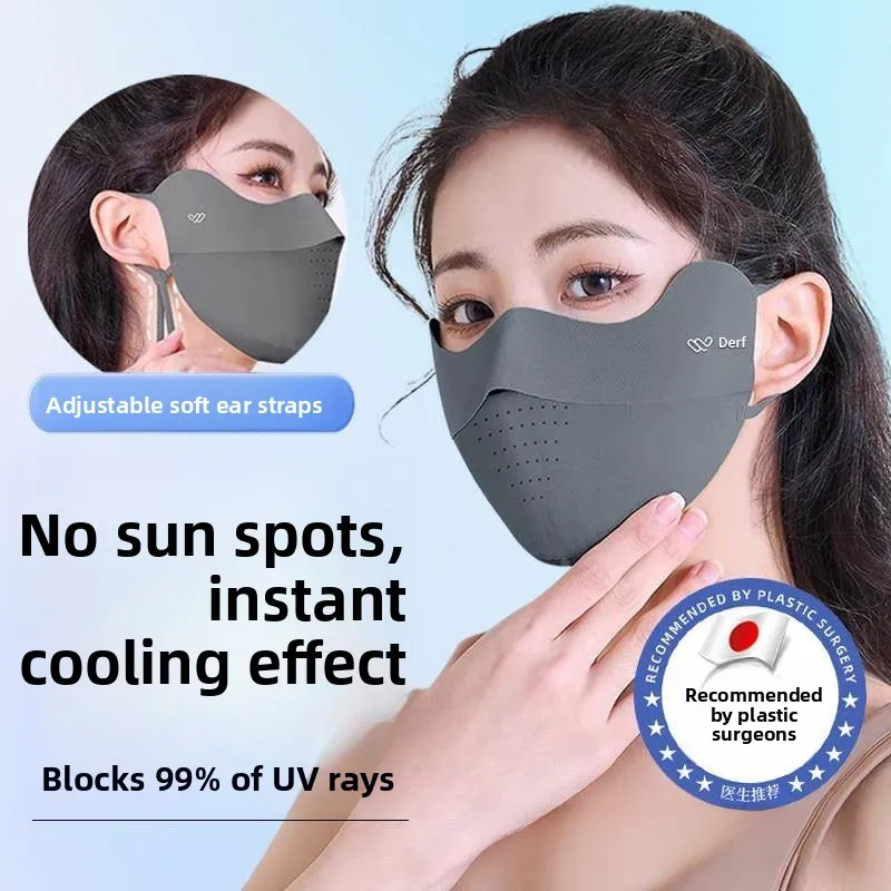 

Sun Protection Face Mask Breathable Ice Silk Women's Summer New Thin Full Face Seamless Protective Eye Corner Mask