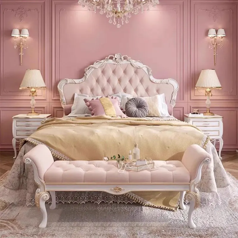 

Royal Kids European Double Bed Wood High End Twin Frame Double Bed Headboard Luxury Camas Matrimonial Furniture For Bedroom