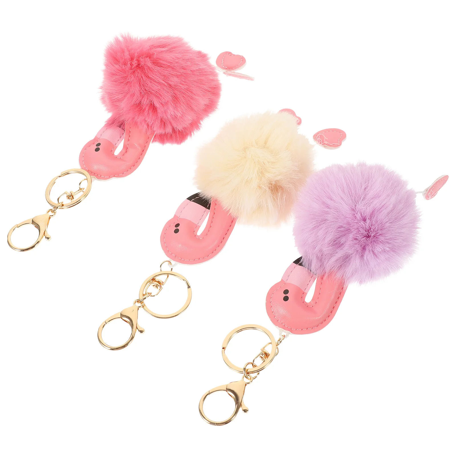 

3 шт., декоративный брелок для ключей, милая форма фламинго, мягкая на ощупь цепочка из сплава для автомобильной сумки, подвесное использование, белый, розовый, фиолетовый