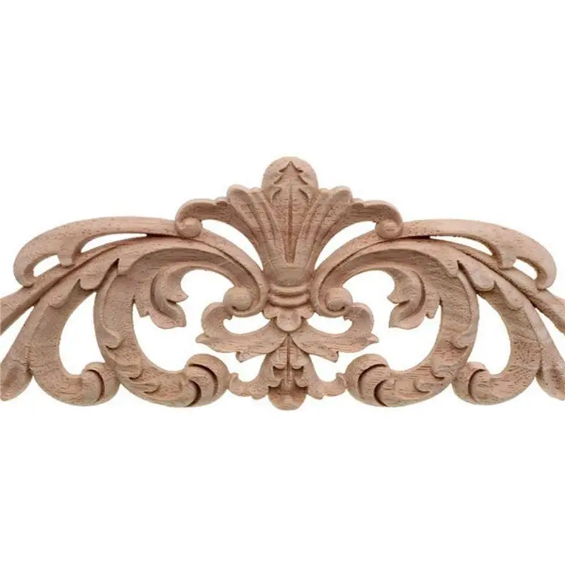 DT19-8Pcs Wood Carving Decal Wood Carved Furniture Appliques Corner Onlay Applique Furniture Home Door Decor DIY