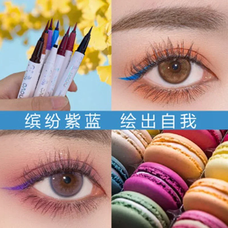 Eyeliner pour femmes 8 couleurs, lissant naturellement, imperméable à l'huile, séchage rapide, facile à maquiller et à enlever, longue durée