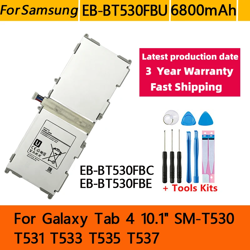 Аккумулятор для планшета 6800 мАч EB-BT530FBC EB-BT530FBU EB-BT530FBE для Samsung Galaxy Tab 4 10.1 SM-T530 T533 T531 T535 T537