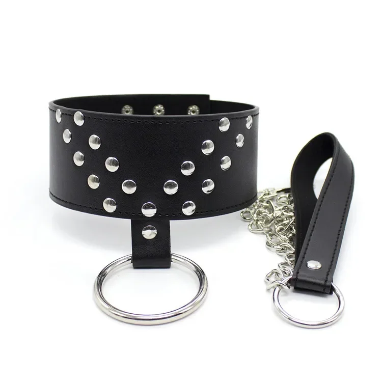 Collar Bdsm de cuero PU, cadena de hierro, collares de esclavo, Collar de Bondage para mujer, juguete sexual para pareja, producto para adultos, ataduras eróticas