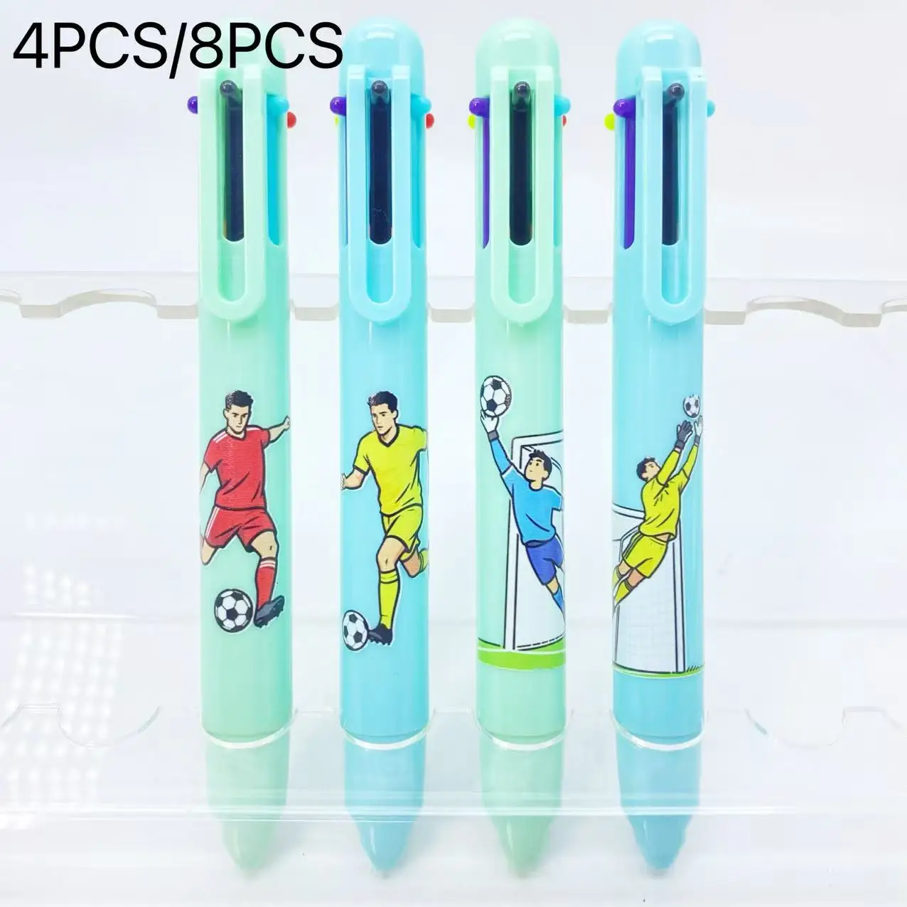 

4 шт./8 шт. набор разноцветных шариковых ручек на футбольную тематику, студенческие ручки для письма, шесть цветов в одном маркере