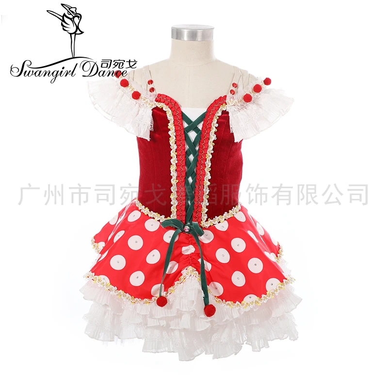 

New Children's Red Chipollino Ballet Skirt Variation Stage Costumes Kids Red Tutu Dress BT4271