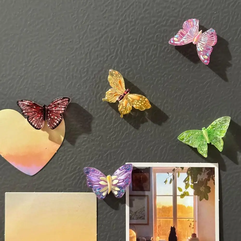 5Pcs 3D Butterfly Refrigerator Magnet Kitchen Whiteboard Magnetic Decor for Photos Notes Memos Lists