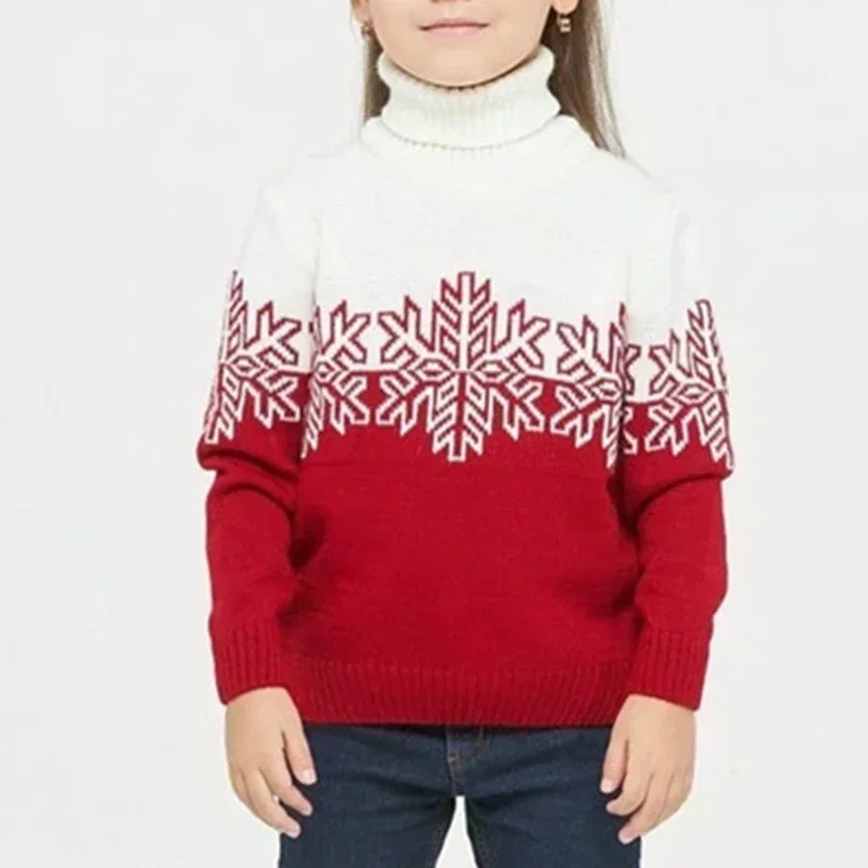 2024 Nieuwe Winter Bijpassende Kerst Truien Voor Familie Coltrui Vader Kids Jumpers Moeder Breien Jurk Warme Dikke Trui Tops