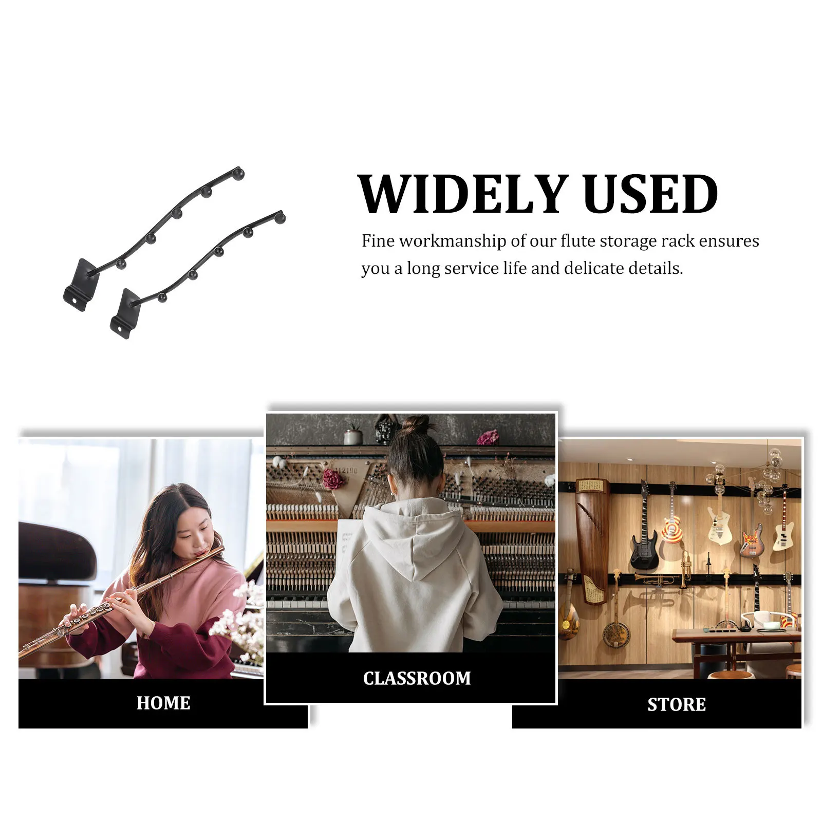 

2Pcs Flute Display Hanger Holder Premium Iron Build Flute Hanging Rack for Wall Mount Organizing Instrument with Stylish
