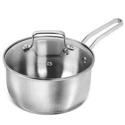 304 Stainless Steel SaucePan 1QT Induction Sauce Pan with Glass Strainer Lid Stainless Steel Sauce Pot Cooking Tools