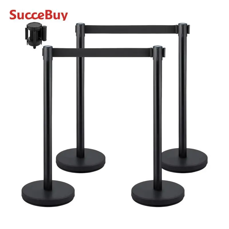 SucceBuy 4 قطعة طابور الأمن آخر التحكم في الحشود الدعامة الحواجز حامل حاجز الحشد مع حزام قابل للتعديل لمعرض الحفلات