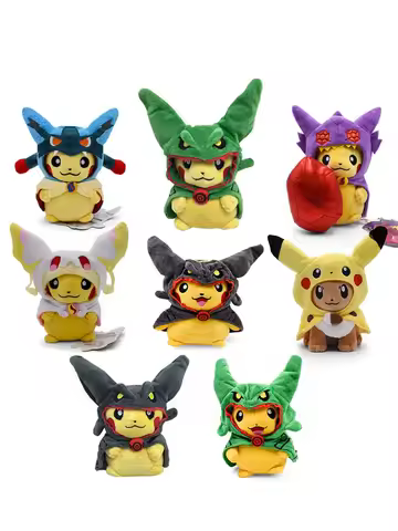 Pikachu Cos Eevee Cosplay Plush Toys Charizard Peluche Lucario Stuffed Animal Doll Collectible Gift,Cartoon 20-30CM