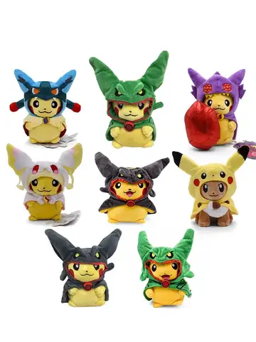 Pikachu Cos Eevee Cosplay Plush Toys Charizard Peluche Lucario Stuffed Animal Doll Collectible Gift,Cartoon 20-30CM