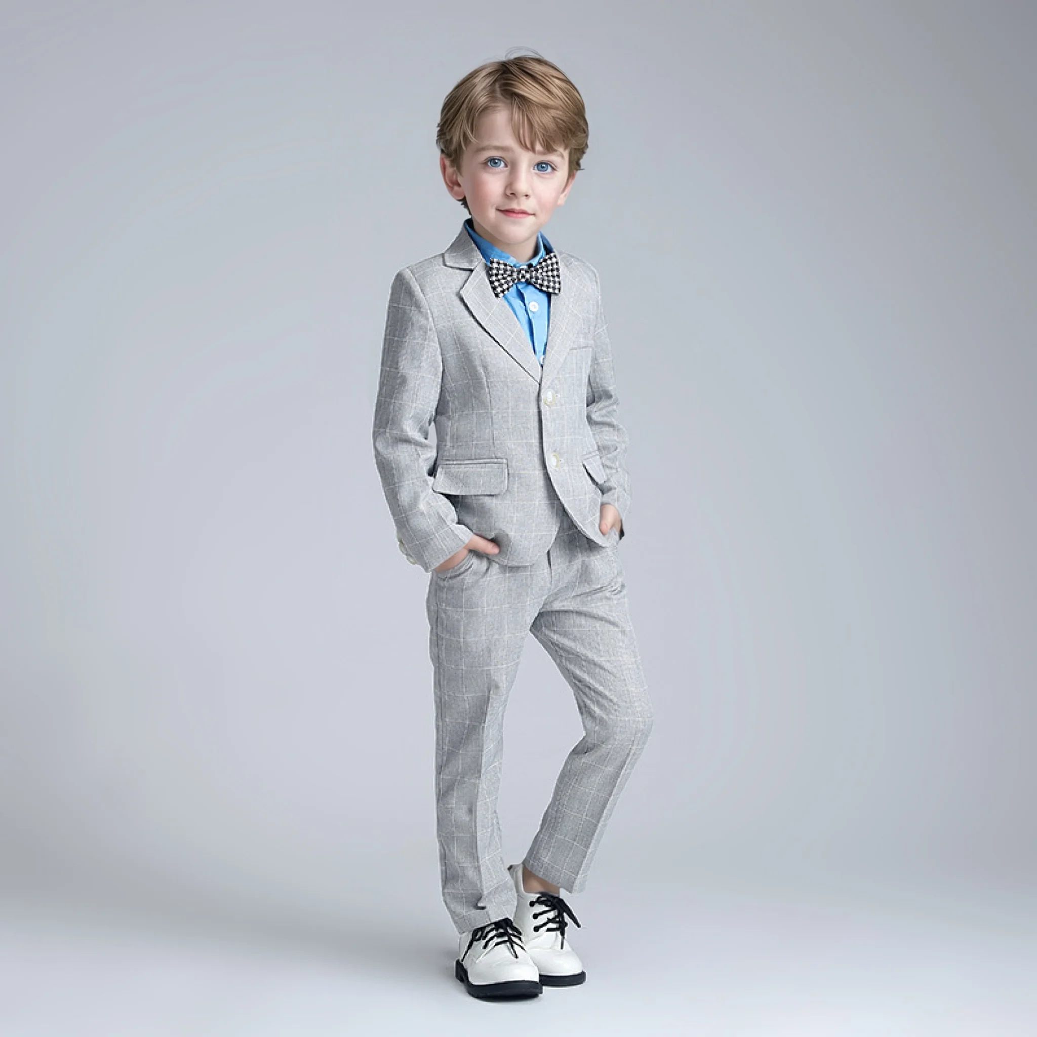 Children's Spring Plaid Suit Set For Wedding Boys Birthday Photography Outfit Kids Piano Host Speech Performance Costume