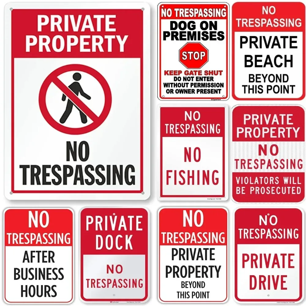 Retro No Trespassing Metal Poster | Vintage Decor for Home, Garage | Cafe/Club/Bar/Pubs Wall Art