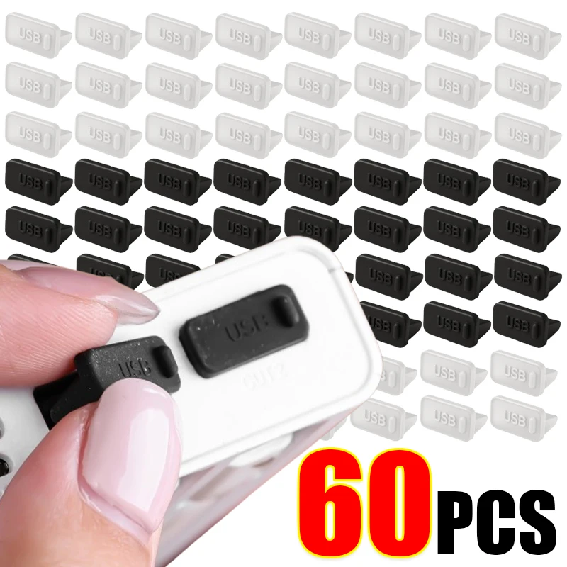 60/40/20/10 قطعة USB A الغبار المقابس لأجهزة الكمبيوتر المحمول الكمبيوتر المحمول USB شحن منافذ حماة سيليكون الغبار قبعات غطاء الغبار