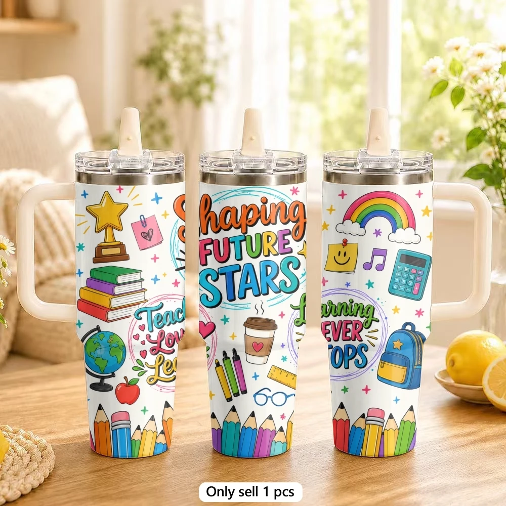 Teachers Are Great Vacuum Flasks 40oz Stainless Steel Tumbler with Handle Straw Lid Vacuum Insulated Double Wall Leak Proof