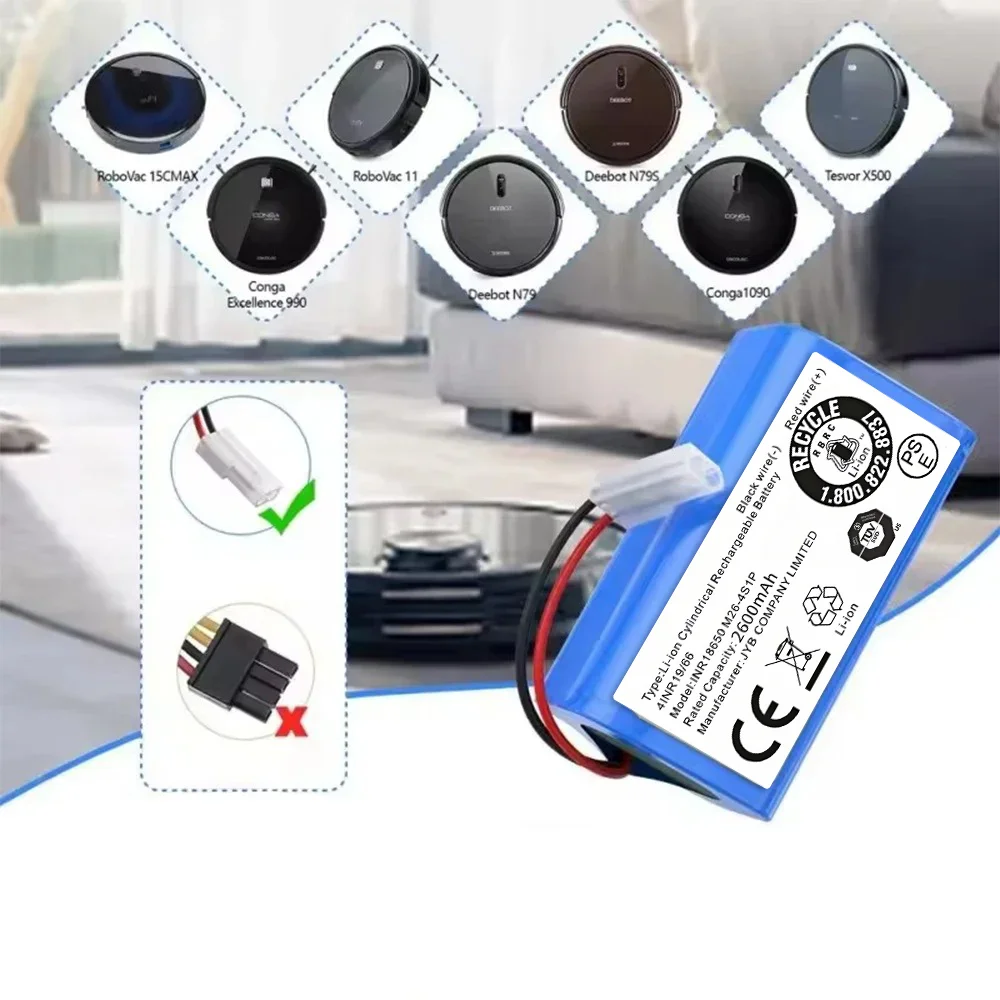 Paquete de baterías de iones de litio 18650 14,4 V 2600 mAh: ingeniería de precisión para aspiradora Xiaomi G1/Mi Essential MJSTG1.