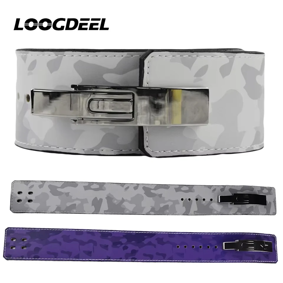 

LOOGDEEL 1Pcs Fitness Cowhide Weightlifting Belt Single-button lever Squat Deadlift Weightlifting Adjustable Lumbar Support Belt