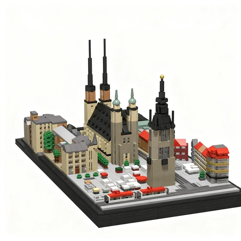 2689pcs MOC City Five Towers Halle Saale Germany Architecture Model Building Blocks Art Creative Assemble Display 3D Birthday