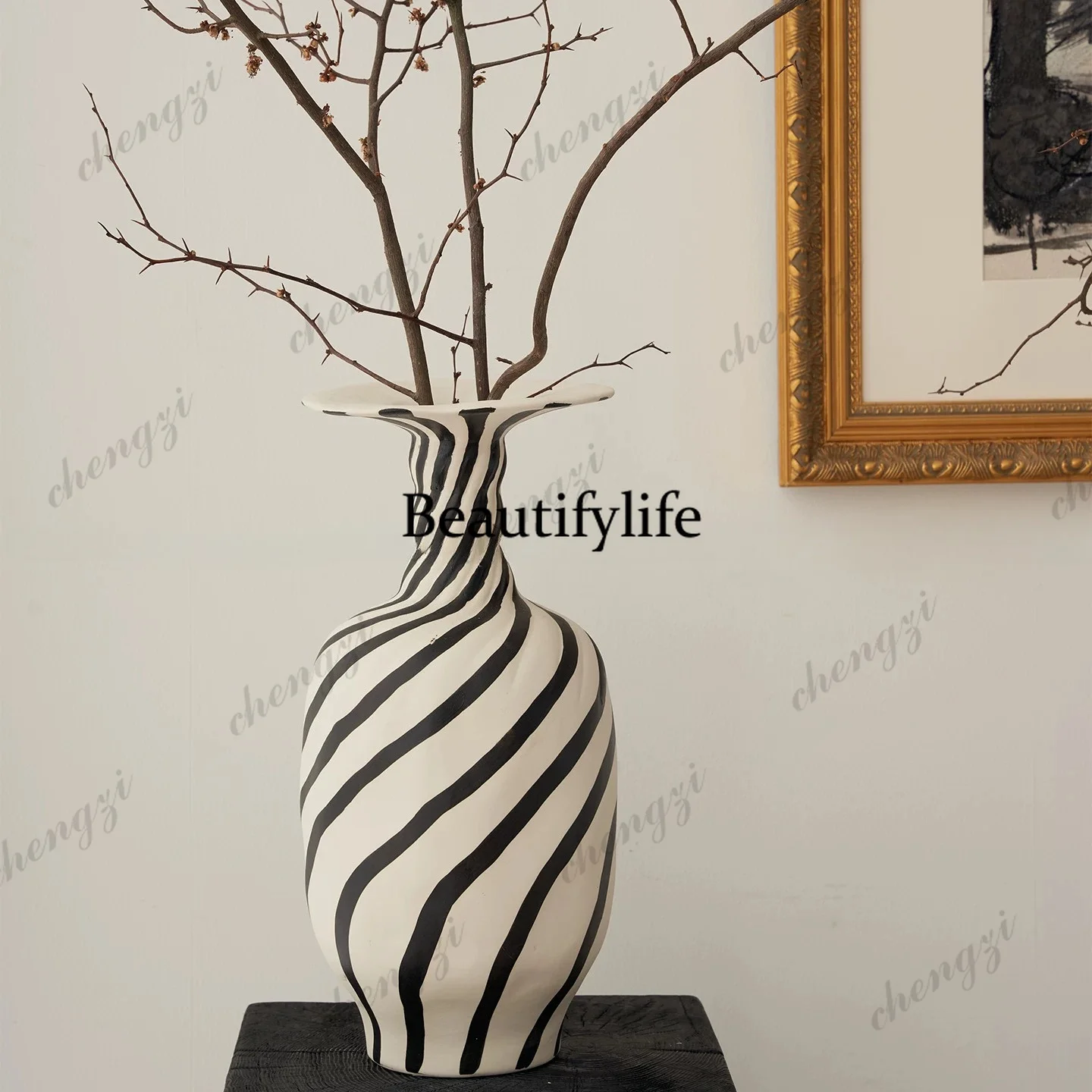 Nordic modern minimalist style living room TV, wine cabinet decoration, creative ornament, ceramic vase