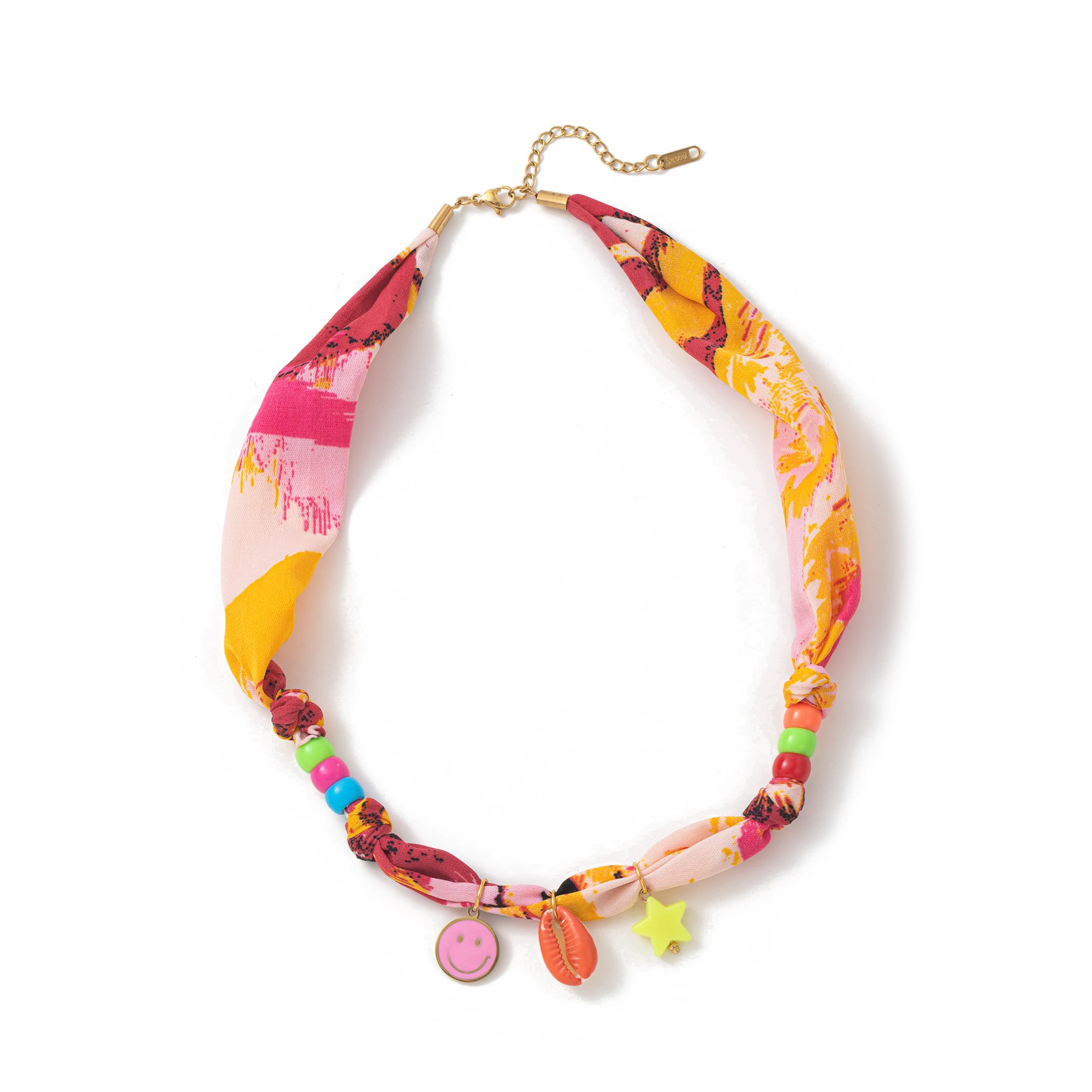 Boho Beach Necklace for Women Colorful Shell Beads 18K Gold Plated Stainless Steel Pendant Handmade Summer Jewelry