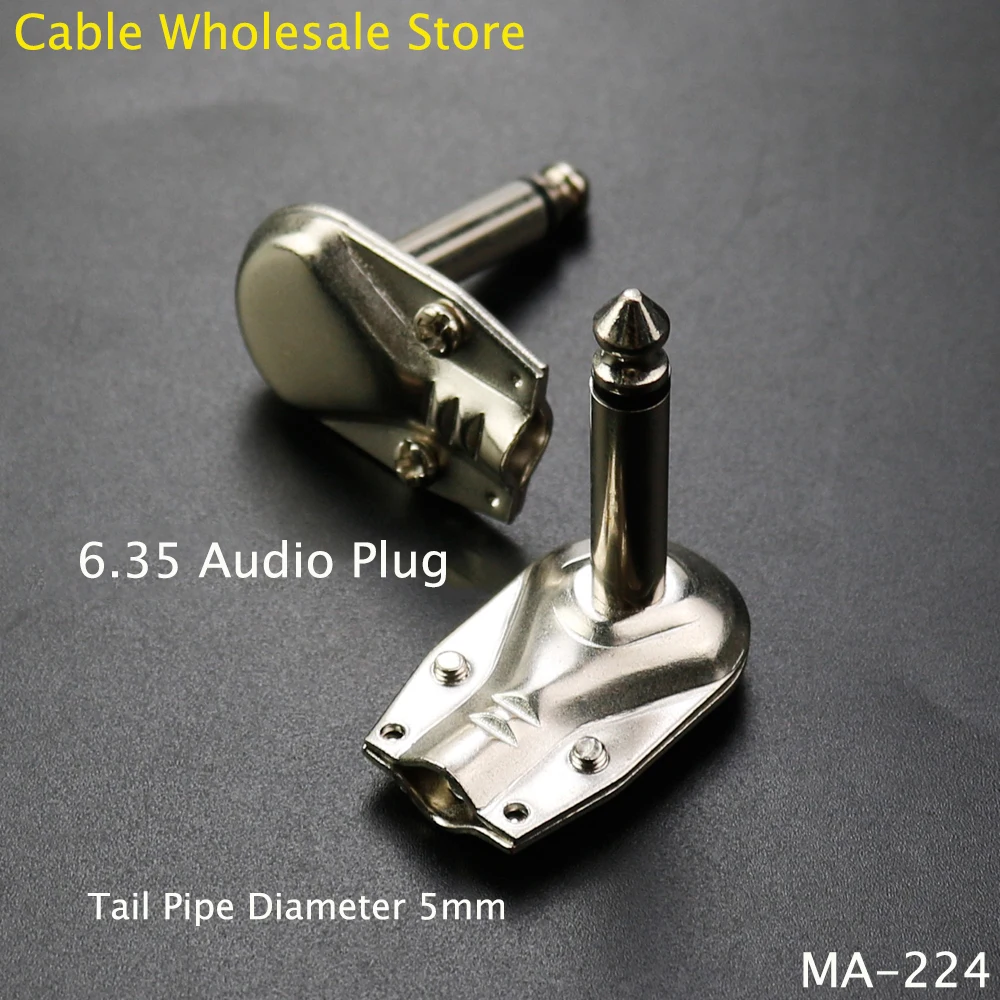 Cable Wholesale Store 1Pc Straight Guitar Cable Plug Two Pole Mono Amplifier Microphone 6.35 90 Degree Audio Guitar Plug Adapter